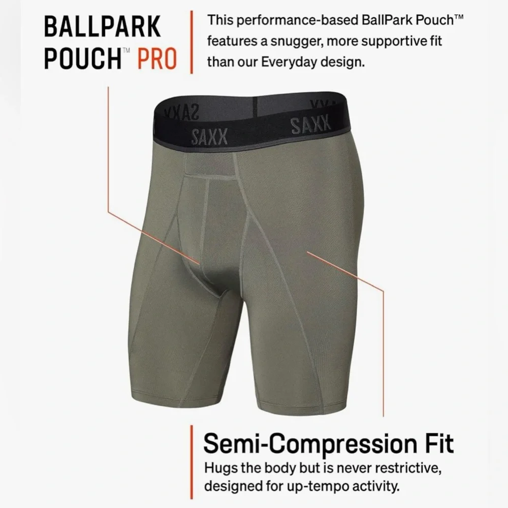SAXX Ballpark Pouch Kinetic LT. Compression Mesh Long Leg Boxer Brief
